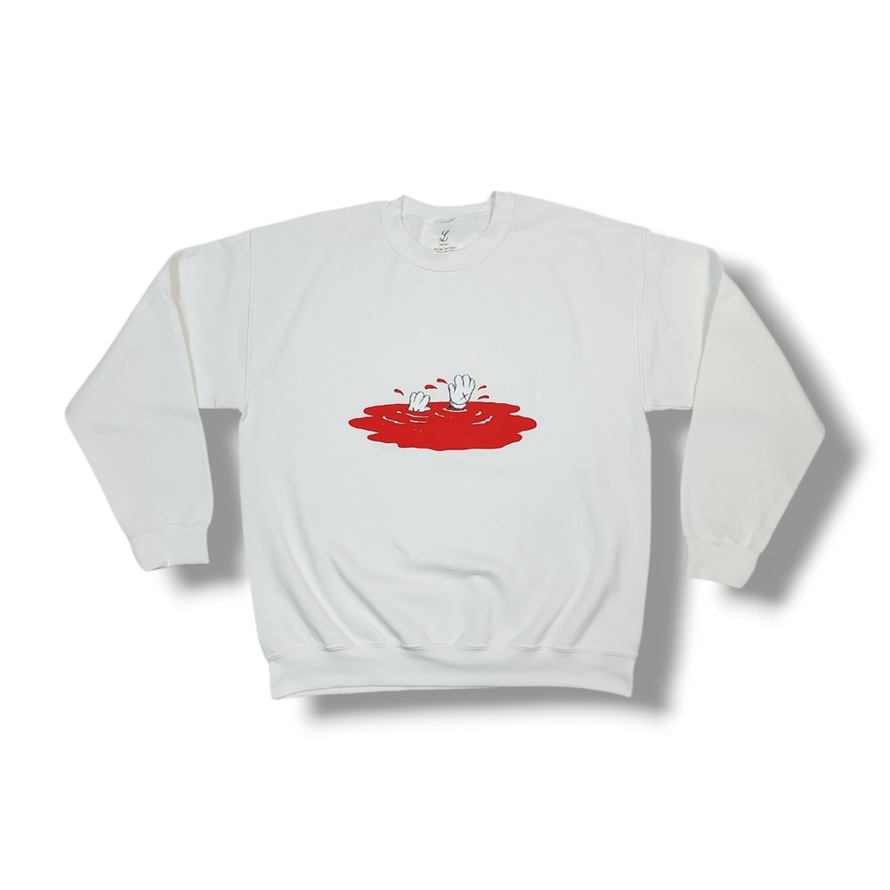 KAWS x Andy Warhol "Blood Spill" Graphic Sweatshirt WHITE‎ Unisex Adults L
